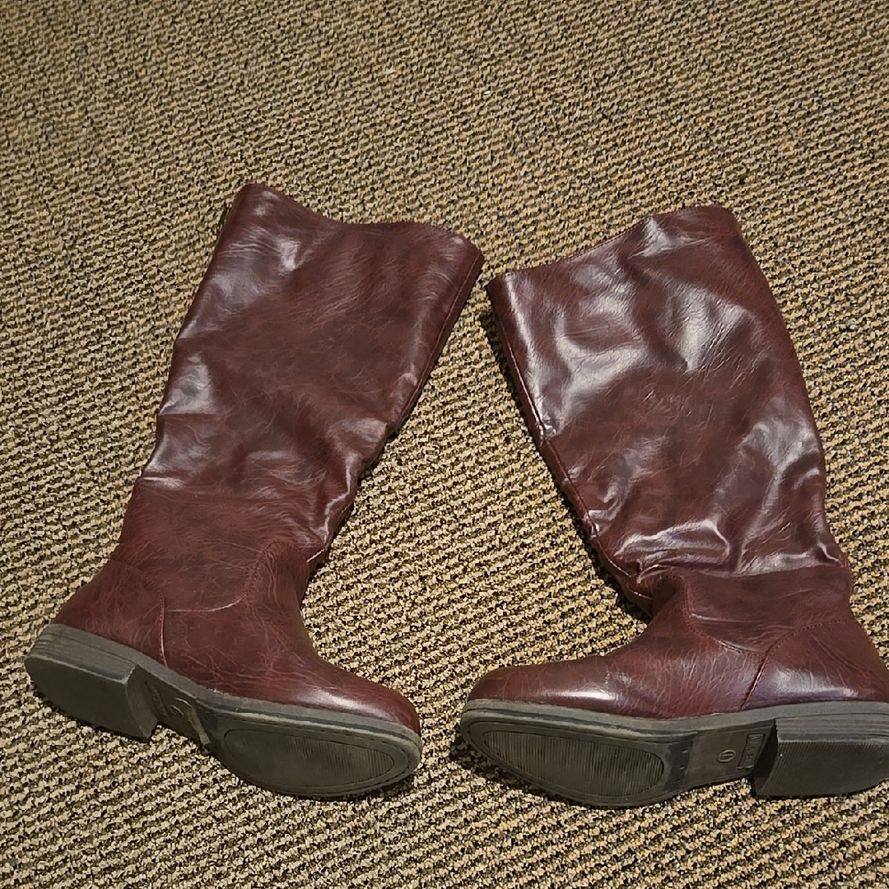 Vintage JG Burgundy Leather Knee-High Boots